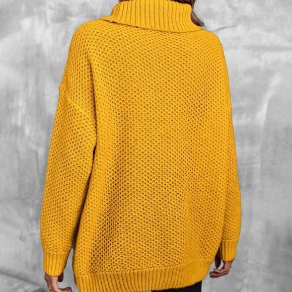 Yellow Preppy Womens turtleneck Sweater - Picture 5 of 5